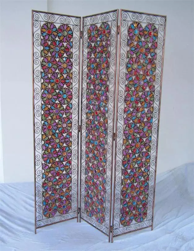 Home Decoration Metal Screen Partition 3 Panels Foldable Room Divider Panel