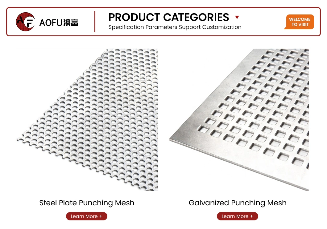 Aofu Wiremesh Hole Punching Mesh Sheet Suppliers Zinc Coated Perforated Steel Plate China 1mm 1.25mm 1.5mm Center Distance Aluminum Perforated Metal Partition