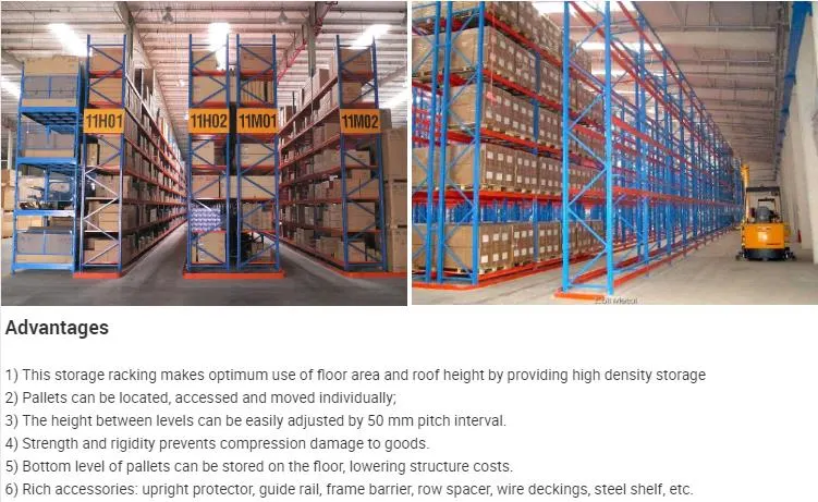 China Factory 3 Tons Heavy Duty Very Narrow Aisle Storage Stacking Rack System Steel Pallet Rack