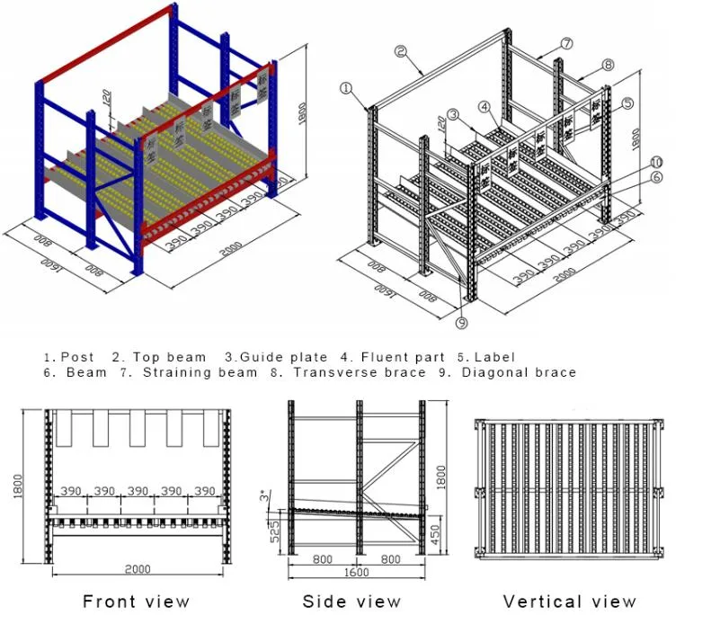 Powder Coating Pallet Rack Gravity Flow Metal Roller Racking System Cheap Steel Fifo Gravity Pipe Flow Rack