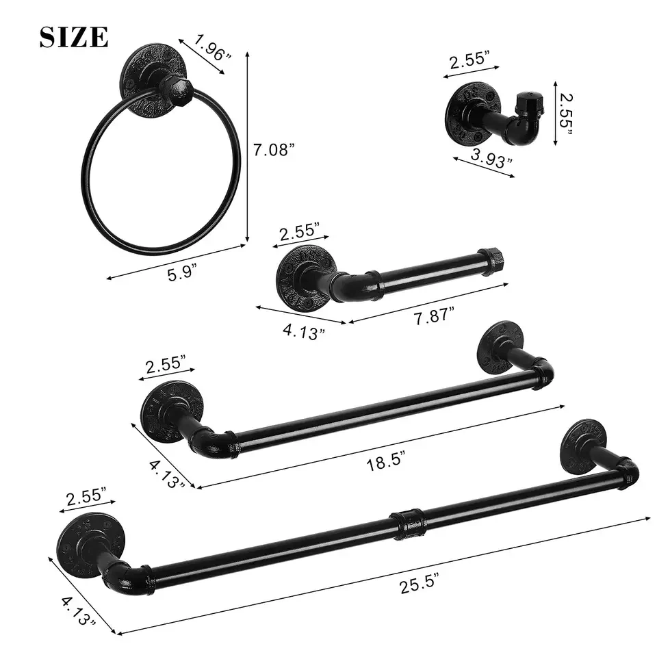 2022 Bathroom Hardware Sets Bathroom Products Pipe Kit Heavy Duty Industrial Pipe Towel Rack Set Bathroom Accessories